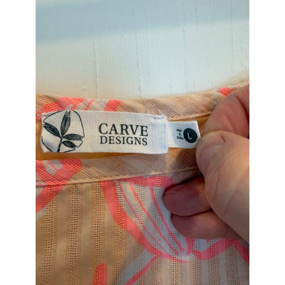 Carve Designs Jacey Textured Dress Orange Pink Tiered Cotton Midi Pockets Large - Picture 6 of 6